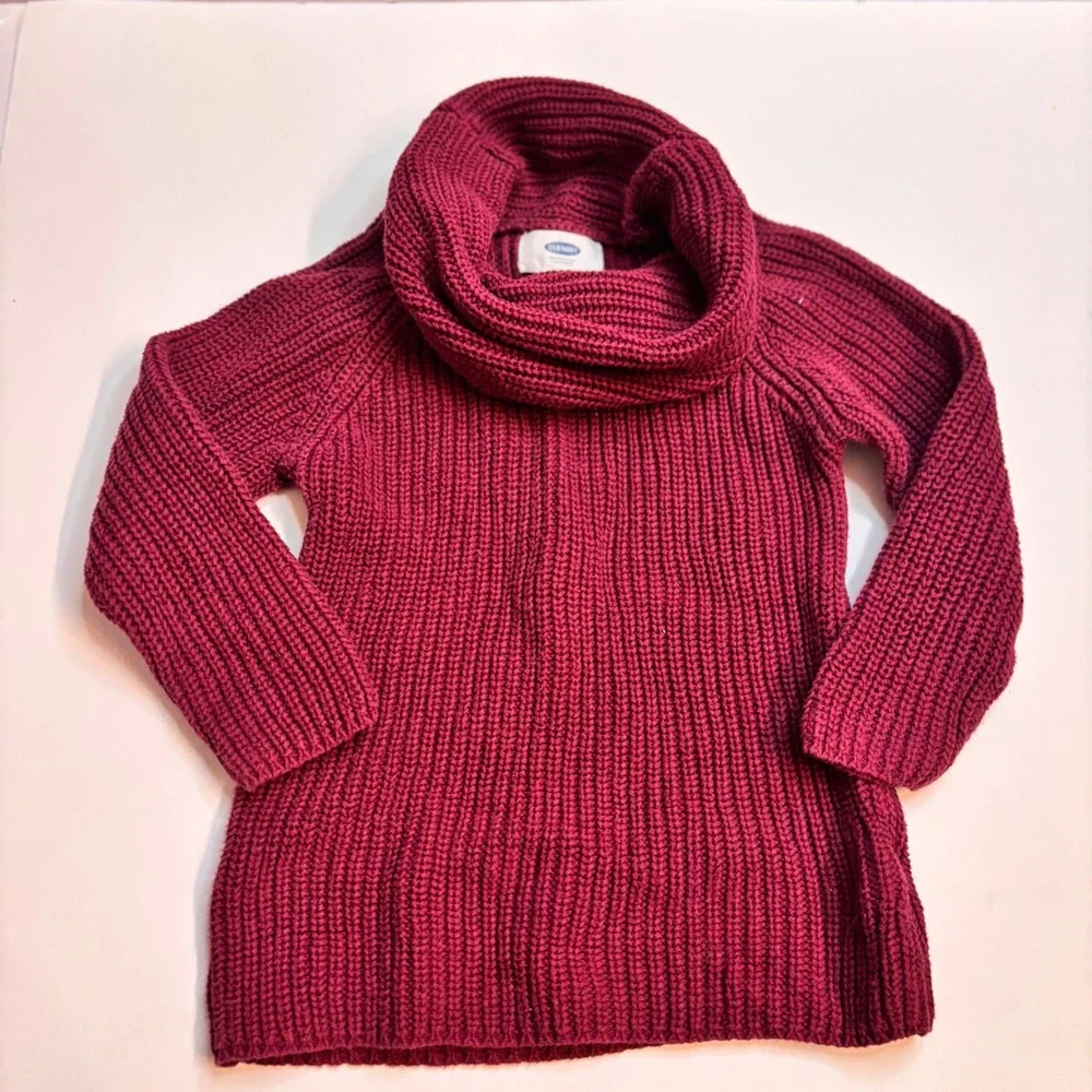 Old Navy Kids Burgundy‎ Ribbed Knit Cowl Neck Sweater 3T Toddler Cabin Core